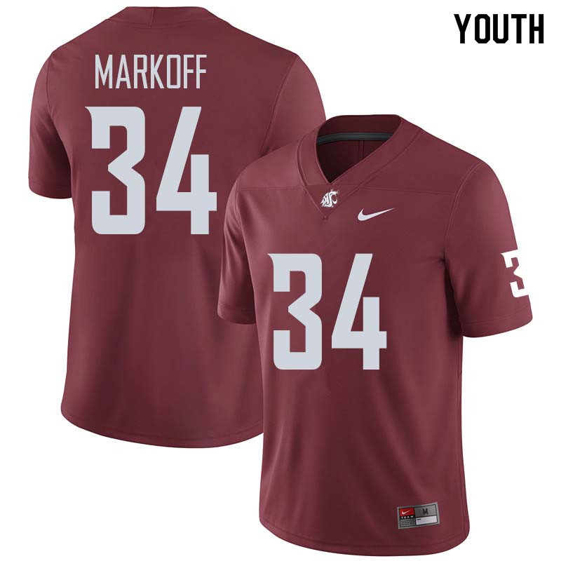 Youth #34 Clay Markoff Washington State Cougars College Football Jerseys Sale-Crimson - Click Image to Close